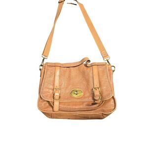 Fossil Messenger Bag Mens Large Brown Leather Crossbody Satchel Canvas Strap